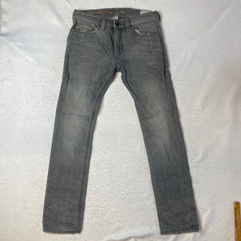 Diesel Men's Slim Straight Jeans in Charcoal Gray - Picture 3 of 14
